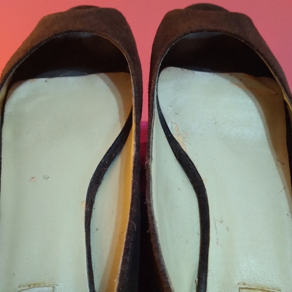 VTG Steve Madden brown suede peep-toe 1.5 inch heel shoes - size 9 - Picture 5 of 9